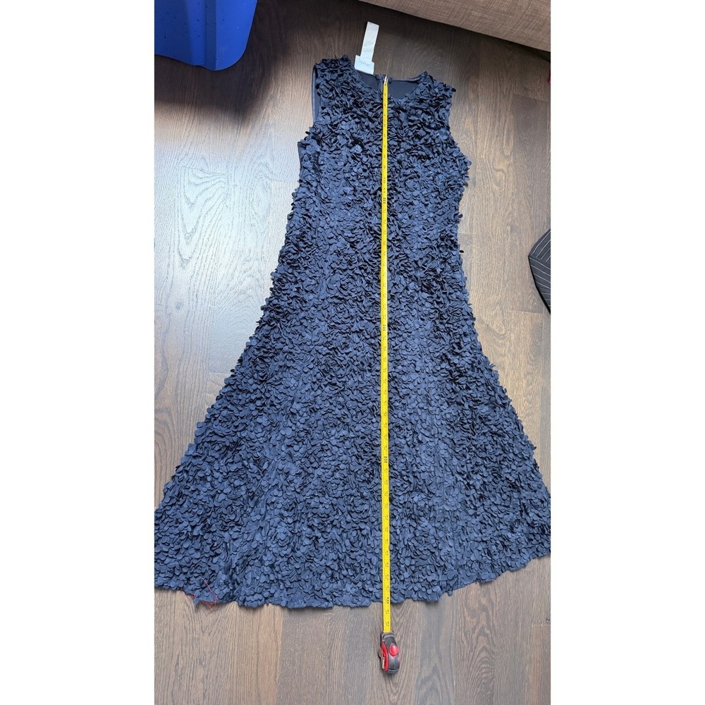 Akris Punto Ink Blue 3D Laser Cut Floral Petal Applique Midi Dress US 8 IT 44 - Picture 10 of 12